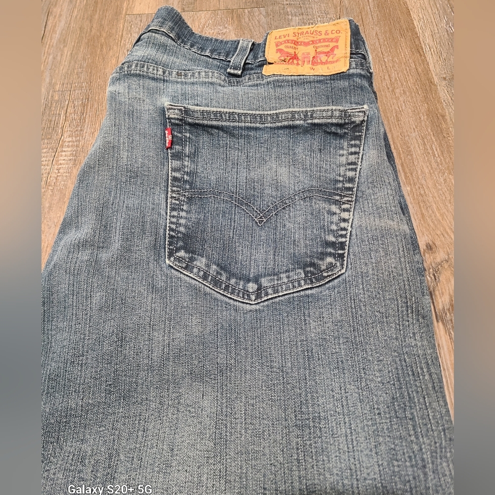 Levis 505 Jeans Mens 38x32 Blue Denim Distressed Straight Leg Waterless Pants